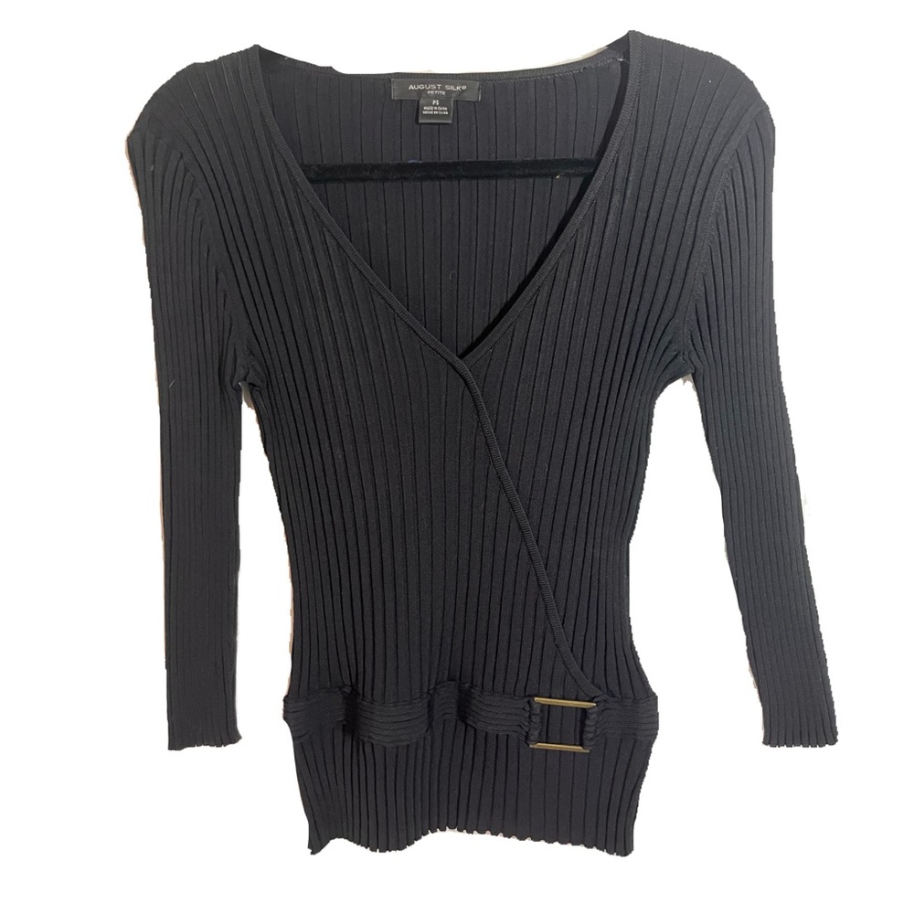 Black Stretchy work top V neck size SP